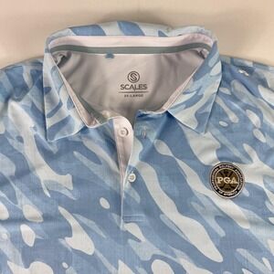 Scales Polo Mens 2XL Blue Camo Golf Shirt Performance PGA South Florida
